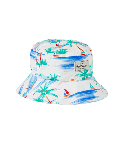 Goldie & Ace Goldie Cotton Bucket Hat - Paradise White Hats Goldie & Ace 