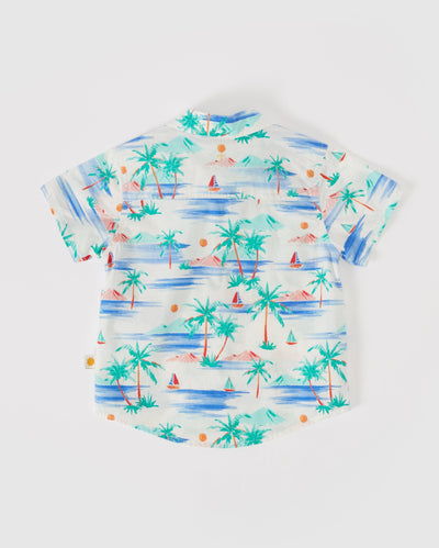 Goldie & Ace Holiday Cotton Shirt - Paradise White Short Sleeve Shirt Goldie & Ace 