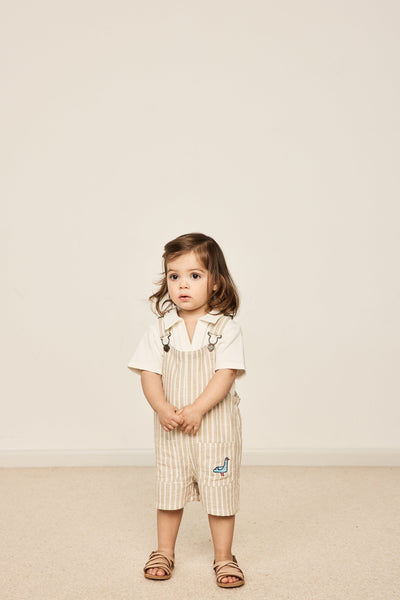Goldie & Ace Taylor Stripe Overalls - Beige Stripe Overall Goldie & Ace 