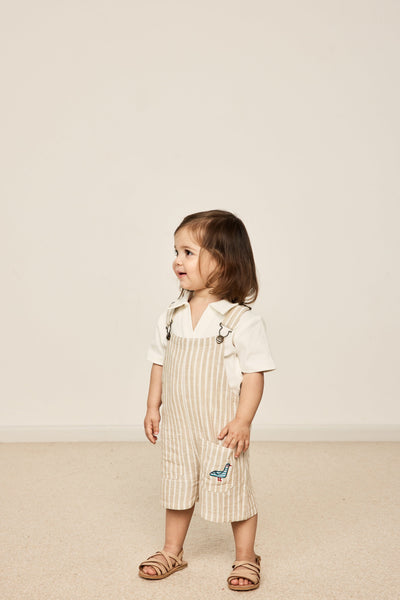 Goldie & Ace Taylor Stripe Overalls - Beige Stripe Overall Goldie & Ace 