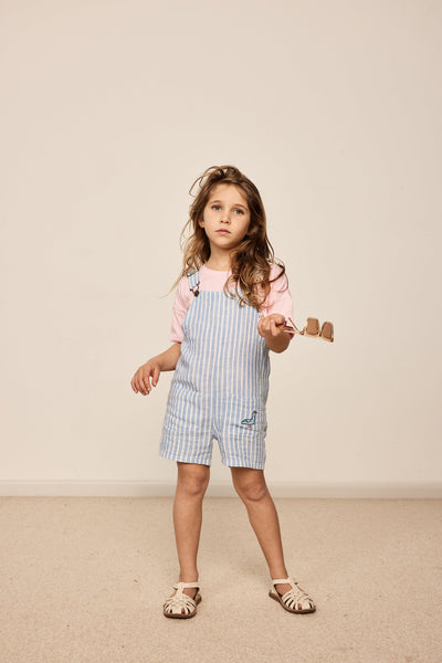 Goldie & Ace Taylor Stripe Overalls - Blue Stripe Overall Goldie & Ace 