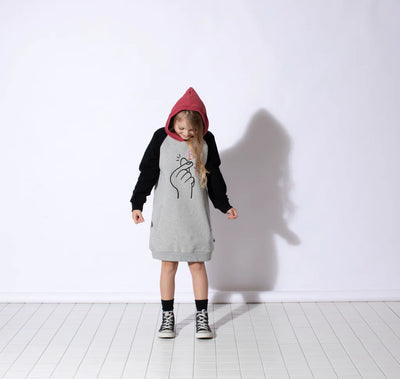 Happy Click Furry Hoodie Dress- Multi Long Sleeve Dress Minti 