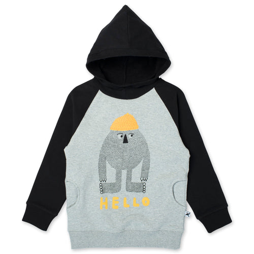 Minti Hello Later Yeti Furry Hood - Grey Marle/Black