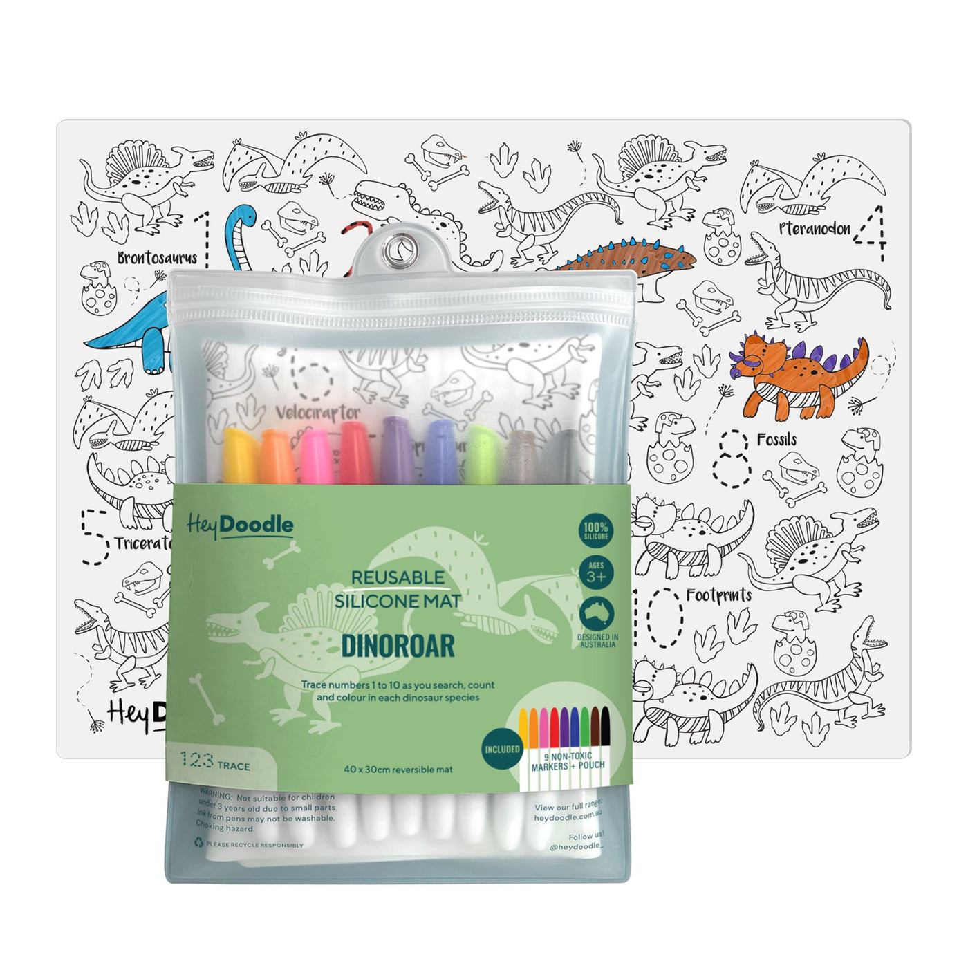 HeyDoodle Mat 123 - Dino Roar Activity & Craft HeyDoodle 