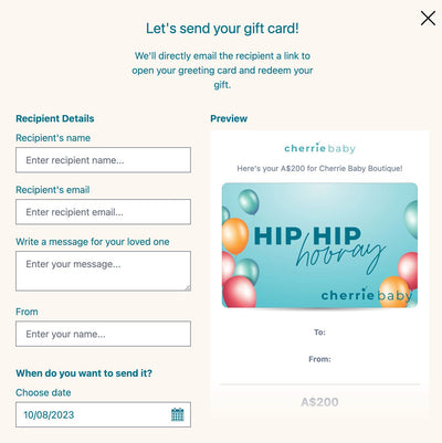 Hip Hip Hooray - E-Gift Card Gift Card Cherrie Baby Boutique 