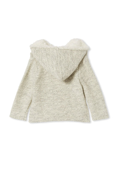 Hooded Baby Knit Jacket- Natural Fleck Jackets Milky 