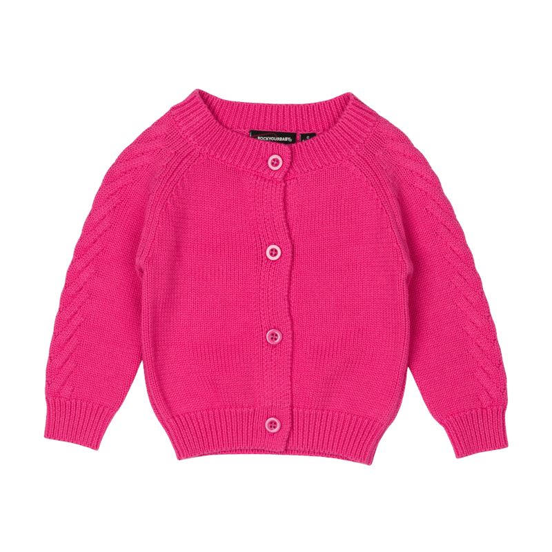 Hot Pink Baby Knit Cardigan Cardigan Rock Your Baby 