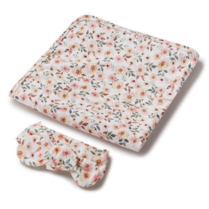 Snuggle Hunny - Organic Jersey Wrap & Topknot Set - Spring Floral