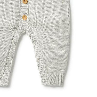 Knitted Button Growsuit - Grey Melange Growsuit Wilson & Frenchy 