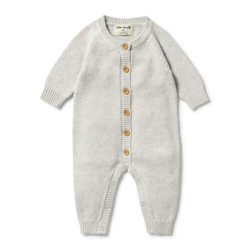 Wilson & Frenchy Knitted Button Growsuit - Grey Melange