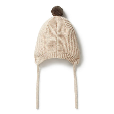 Knitted Cable Bonnet - Oatmeal Melange Beanies Wilson & Frenchy 