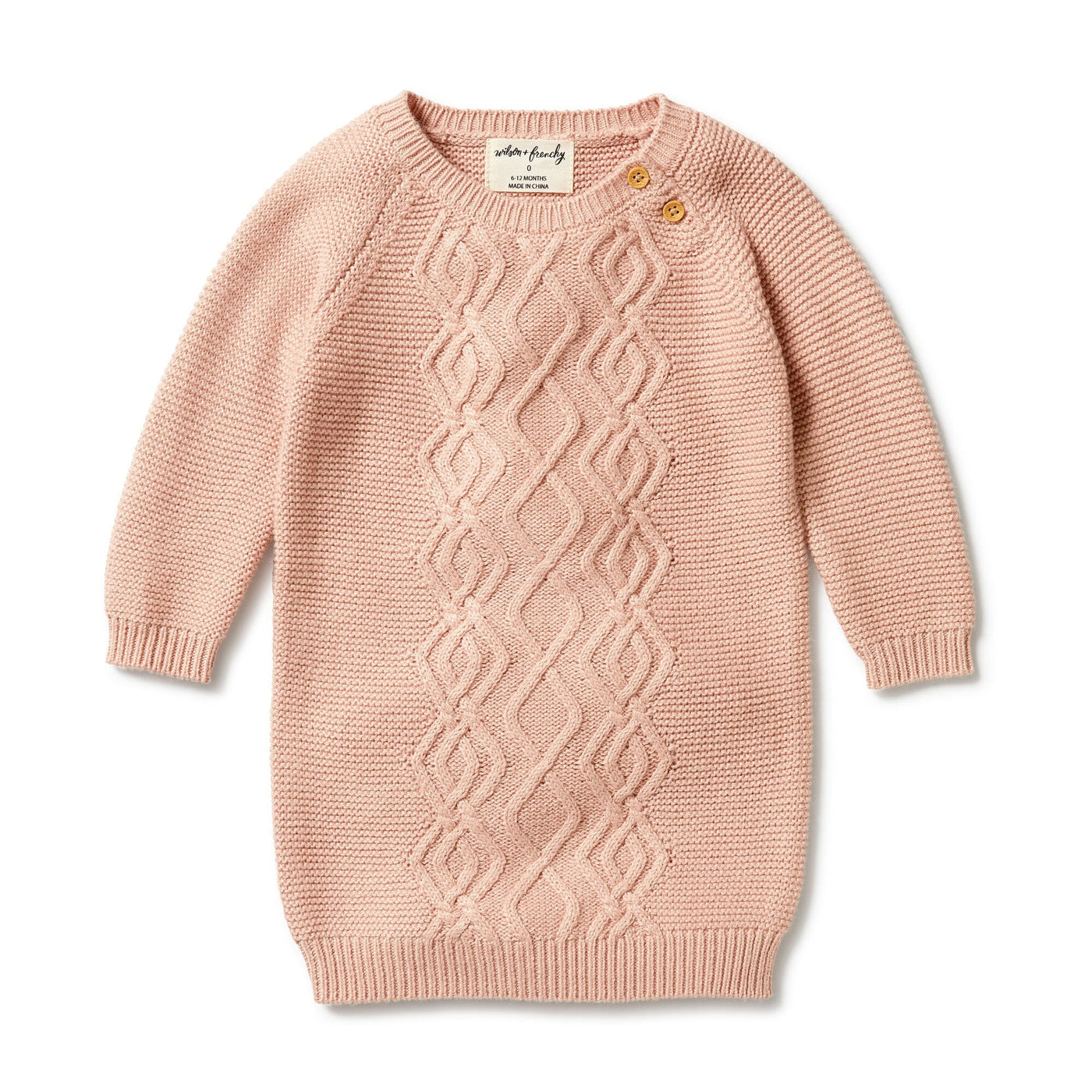 Knitted Cable Dress - Rose Long Sleeve Dress Wilson & Frenchy 
