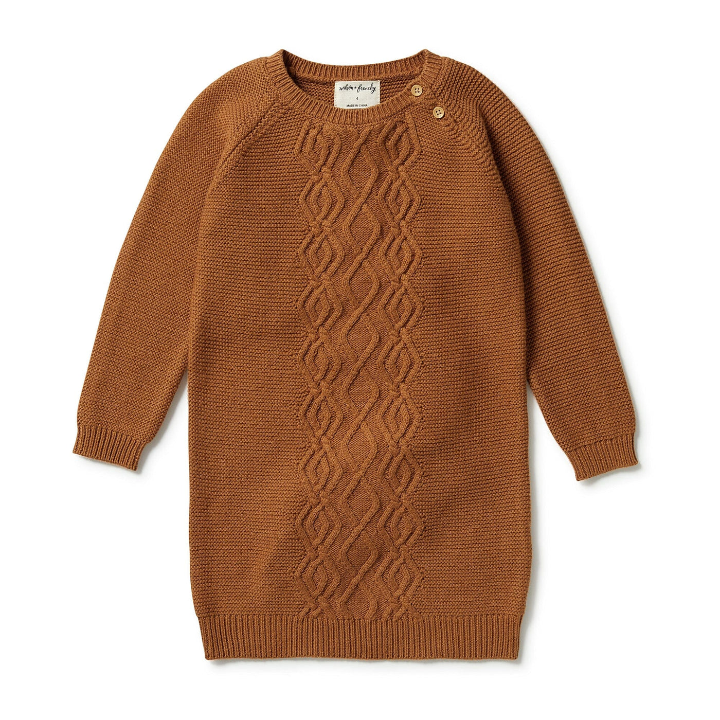Knitted Cable Dress - Spice Long Sleeve Dress Wilson & Frenchy 