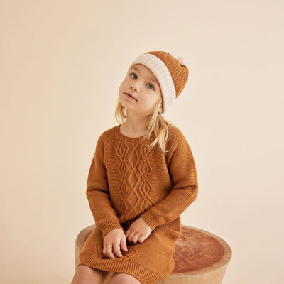 Knitted Cable Dress - Spice Long Sleeve Dress Wilson & Frenchy 