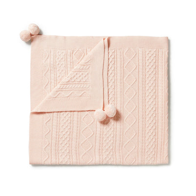 Knitted Mini Cable Blanket - Blush Blanket Wilson & Frenchy 