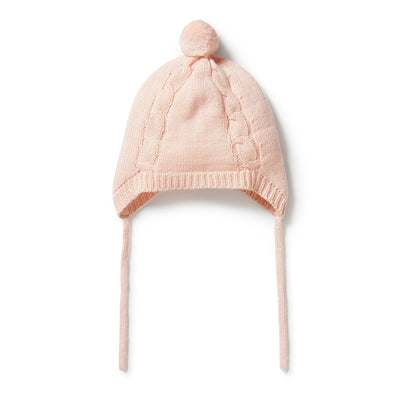 Knitted Mini Cable Bonnet - Blush Beanies Wilson & Frenchy 
