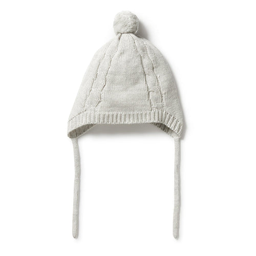 Wilson & Frenchy Knitted Mini Cable Bonnet - Grey Melange