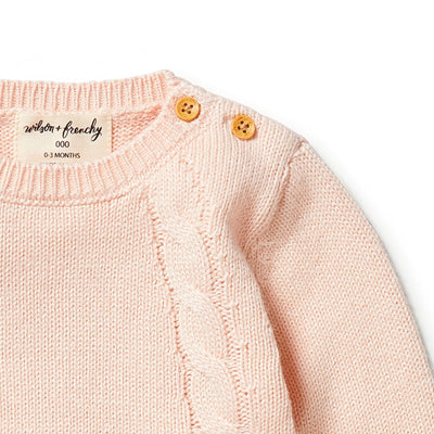 Knitted Mini Cable Jumper - Blush Knitted Jumper Wilson & Frenchy 