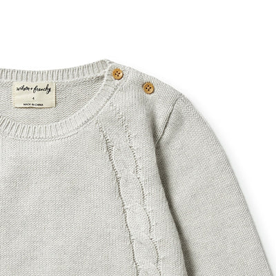 Knitted Mini Cable Jumper - Grey Melange Knitted Jumper Wilson & Frenchy 