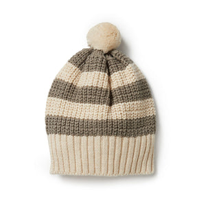 Wilson & Frenchy - Knitted Stripe Hat Dark Ivy