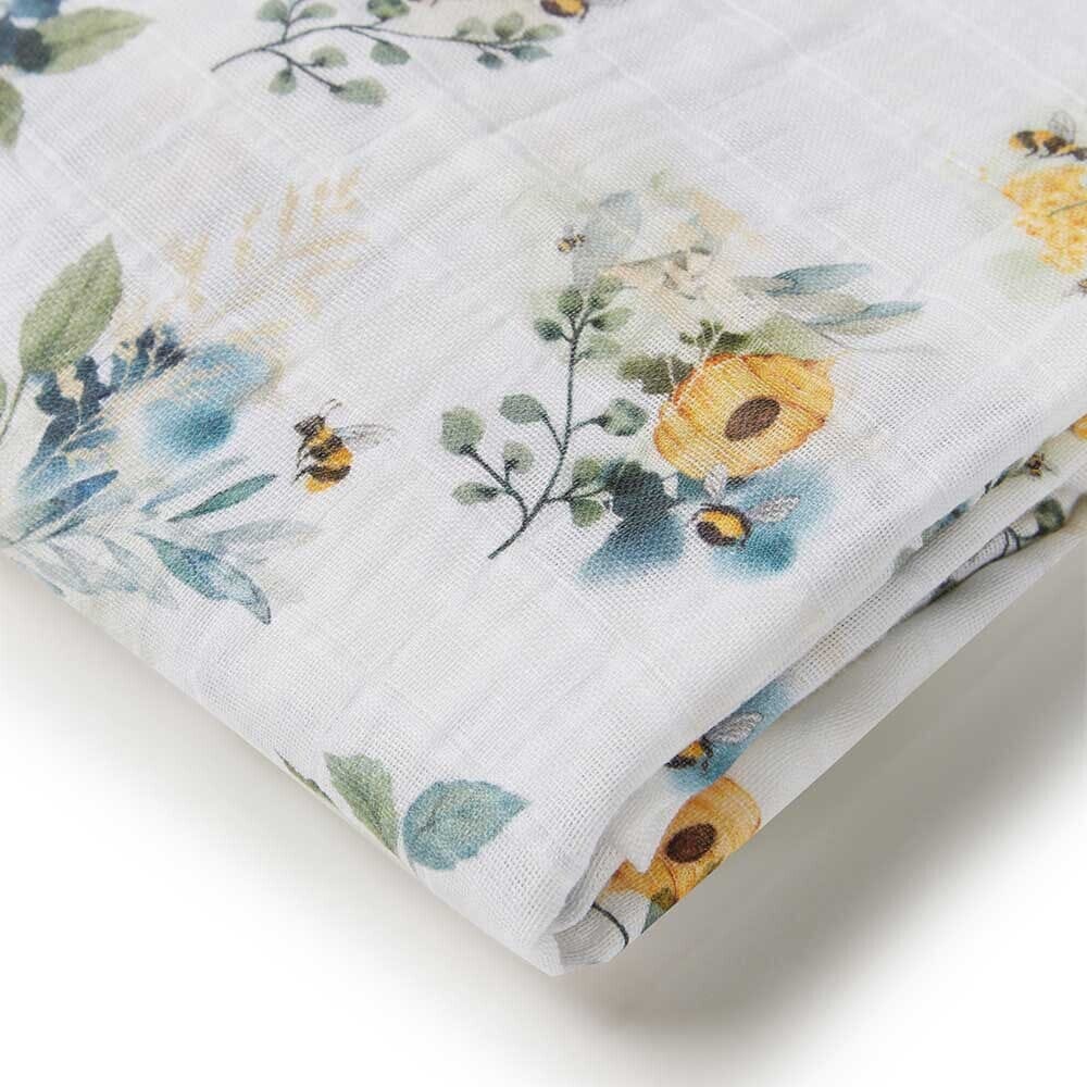 LIMITED EDITION Organic Muslin Wrap - Garden Bee Swaddles & Wraps Snuggle Hunny Kids 