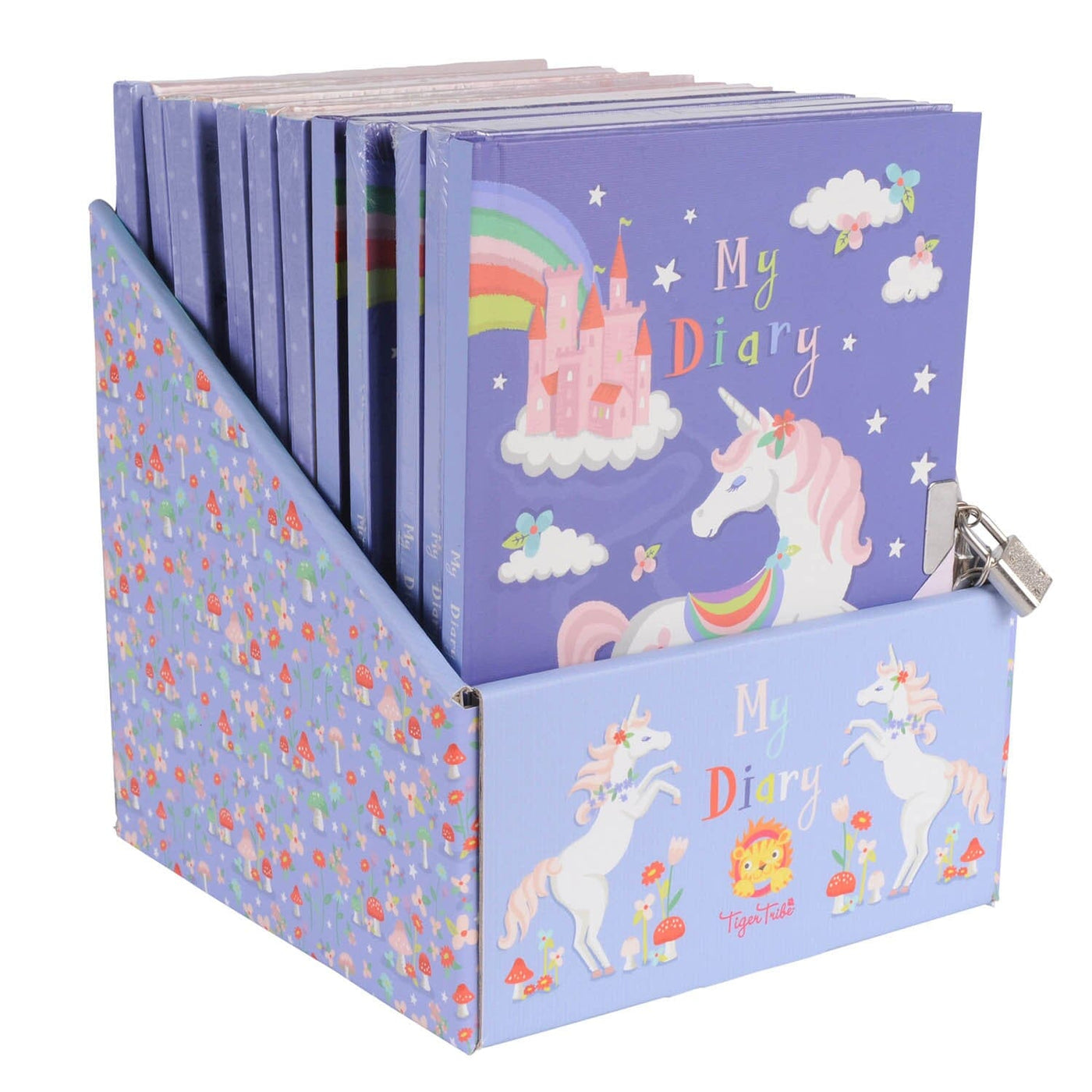 Lockable Diary - Unicorn Rainbows Arts & Crafts Tiger Tribe 