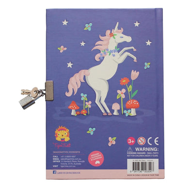 Lockable Diary - Unicorn Rainbows Arts & Crafts Tiger Tribe 