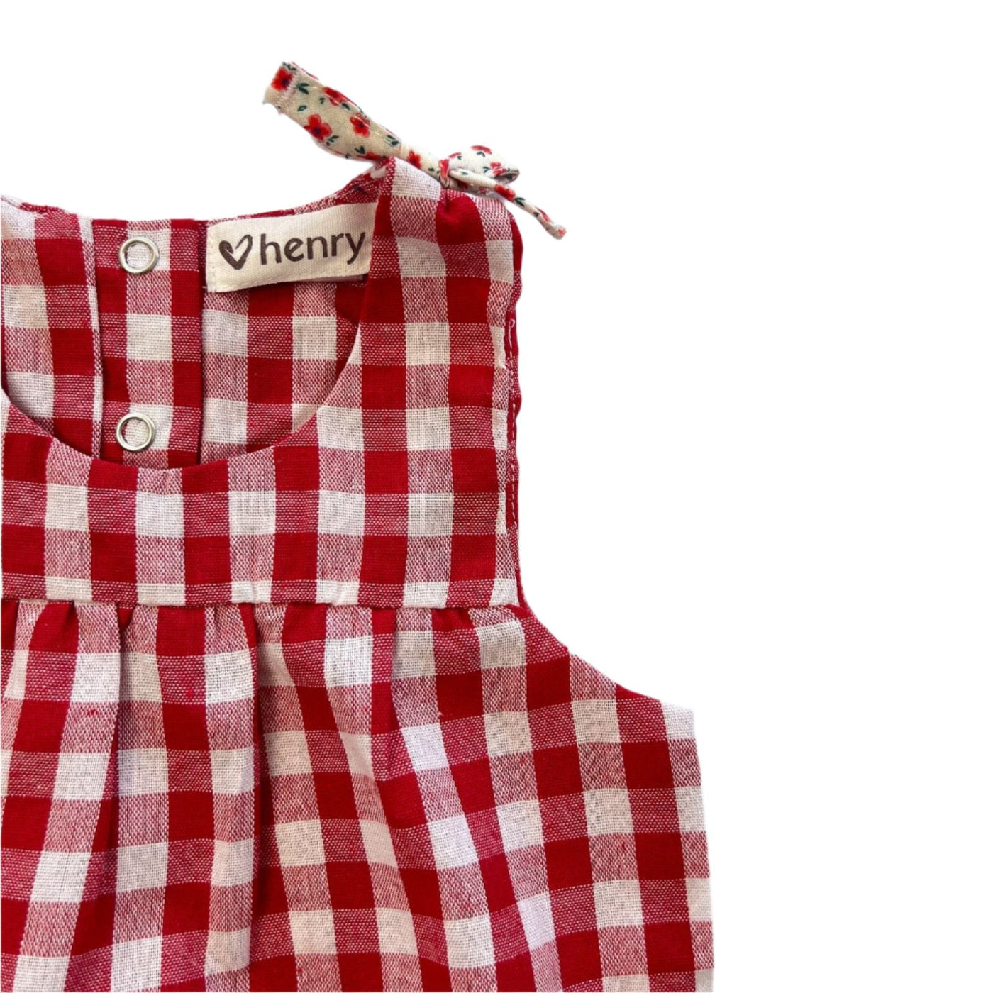 Love Henry Baby Amelia Top - Red Check Short Sleeve Top Love Henry 