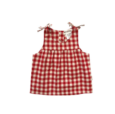 Love Henry Baby Amelia Top - Red Check Short Sleeve Top Love Henry 