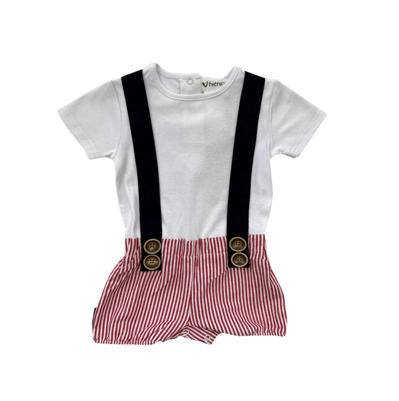 Love Henry Baby Digby - Red Pinstripe Romper Love Henry 