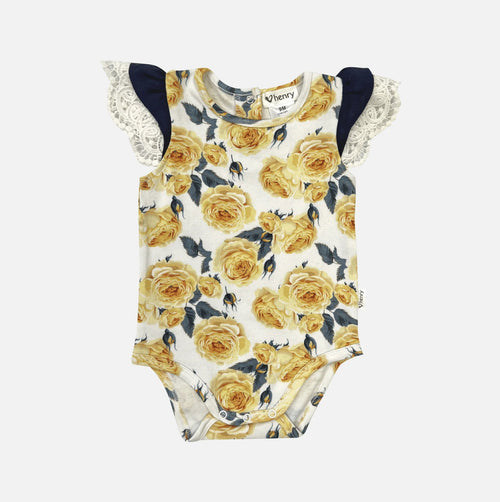 Love Henry - Baby Knit Romper Lemon Floral