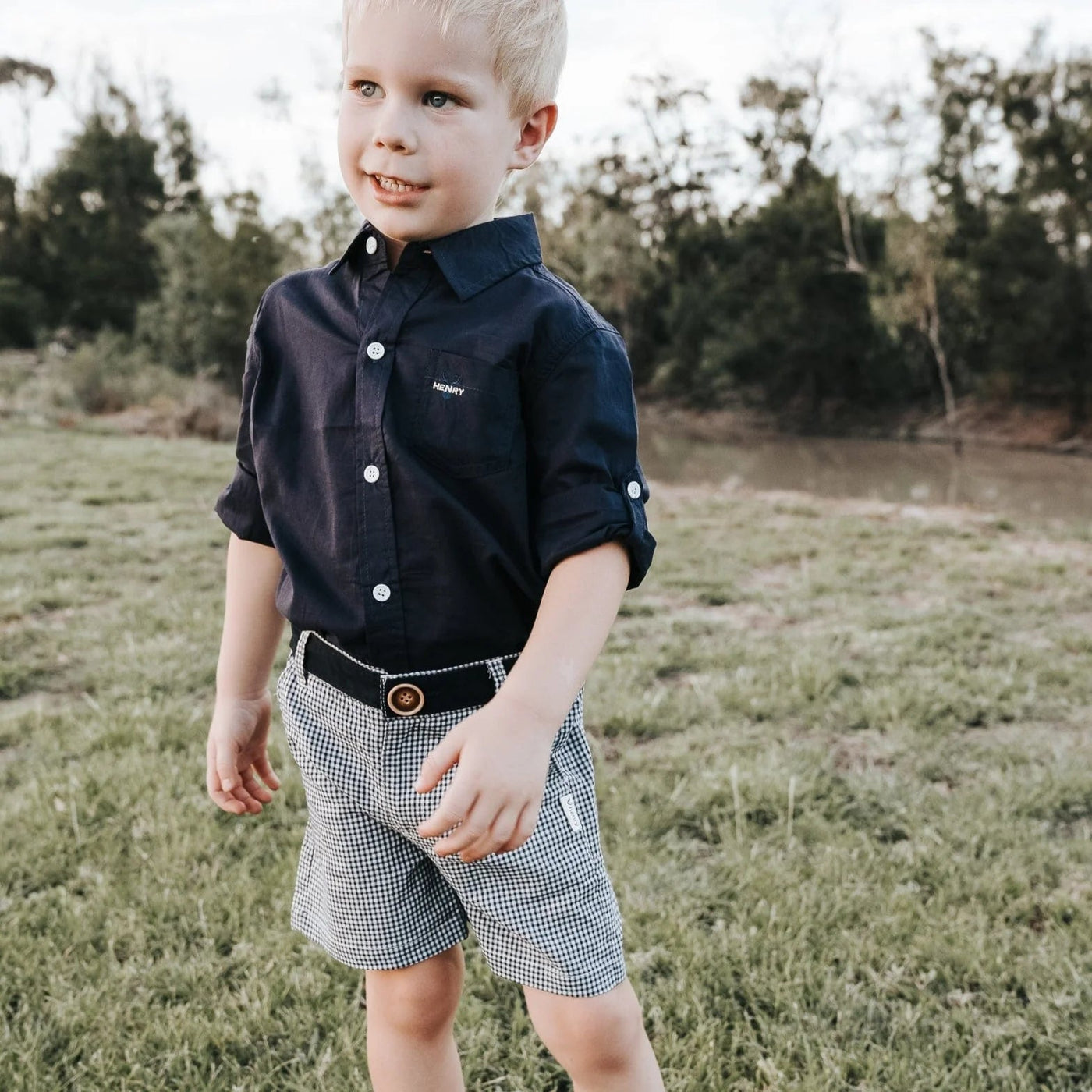 Love Henry Oscar Shorts - Navy Gingham Shorts Love Henry 