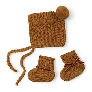 Snuggle Hunny - Merino Wool Bonnet & Booties - Bronze