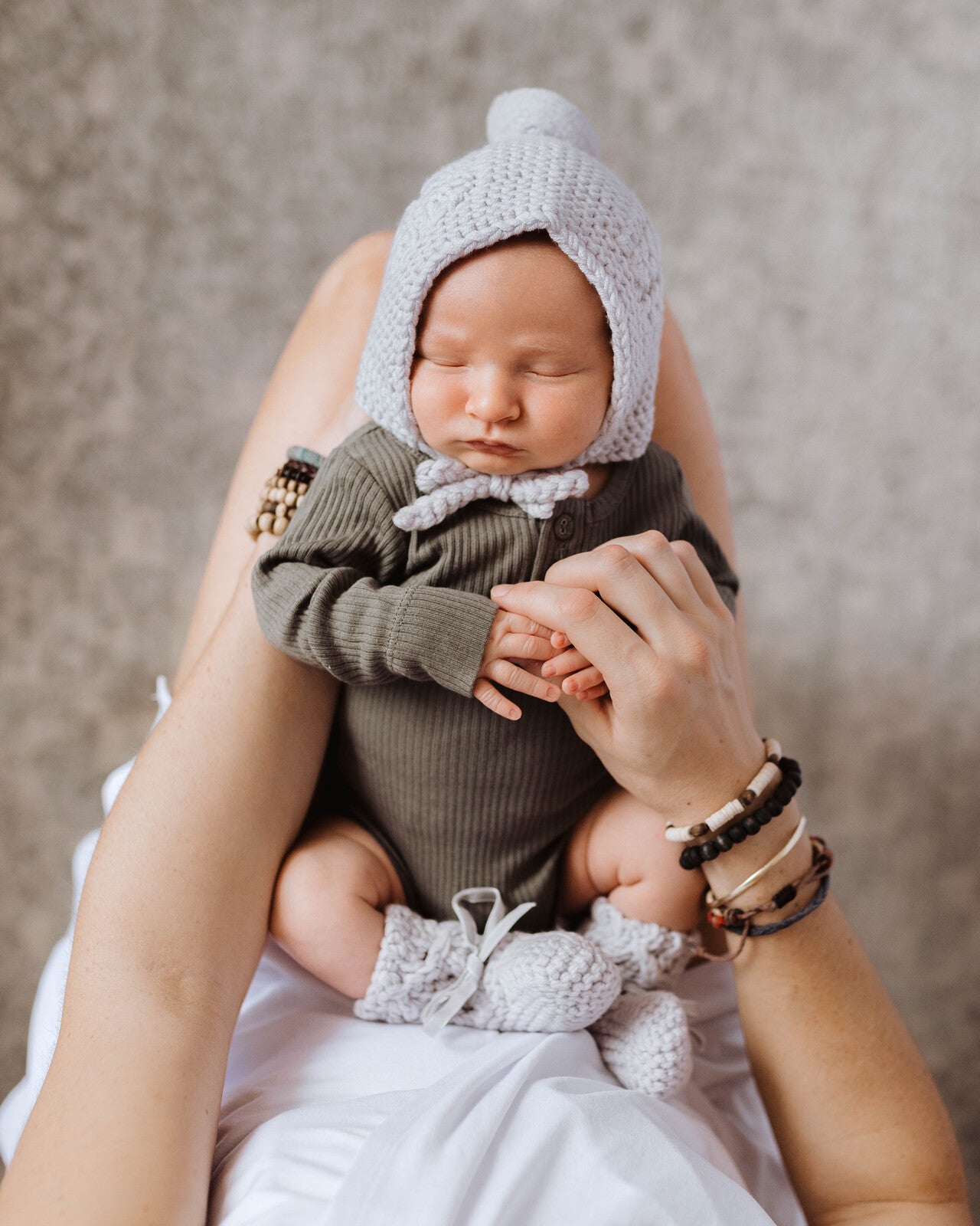 Merino Wool Bonnet & Booties - Grey Booties Snuggle Hunny Kids 