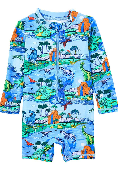 Milky Dinosaur Long Sleeve Swimsuit