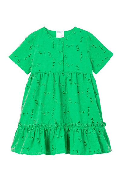 Milky Green Broderie Dress Short Sleeve Dress Milky 