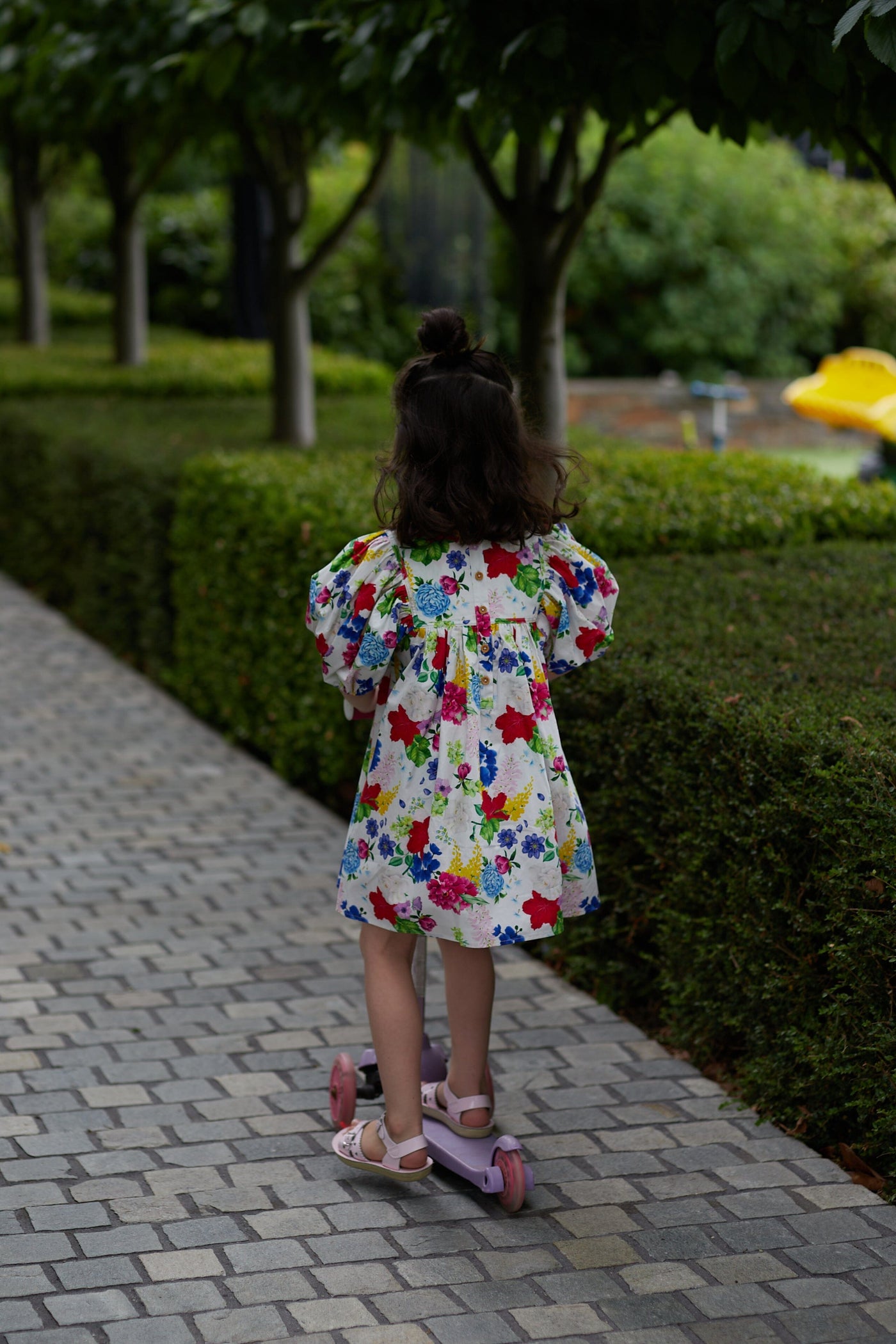 Milky Hibiscus Poplin Dress Short Sleeve Dress Milky 