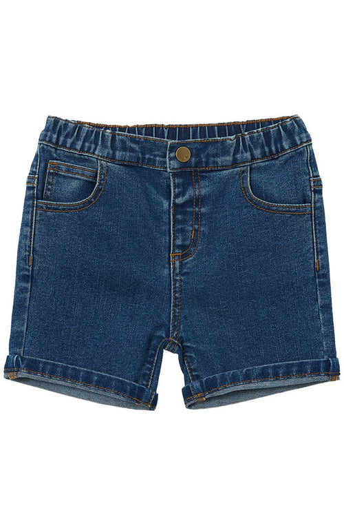 Milky Stone Wash Denim Short