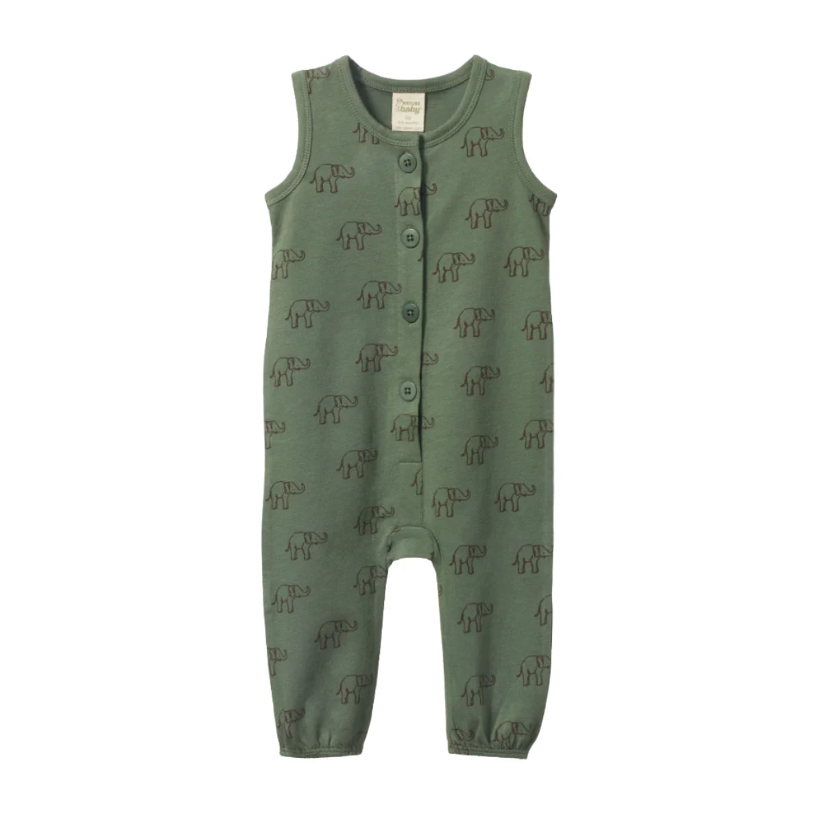 Nature Baby August Suit - Elephant Sprout Print Growsuit Nature Baby 