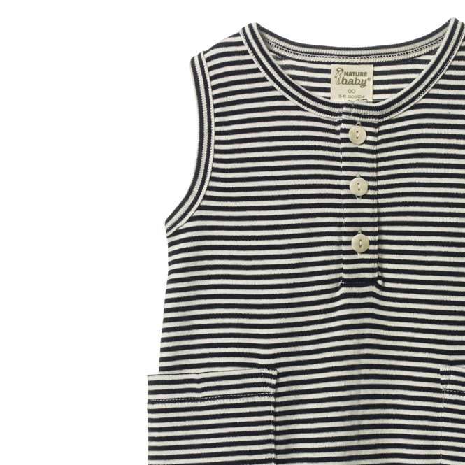 Nature Baby Camper Suit - Navy Stripe Growsuit Nature Baby 