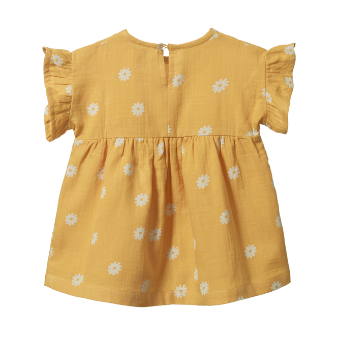 Nature Baby Clara Dress -Chamomile Sunshine Print Short Sleeve Dress Nature Baby 