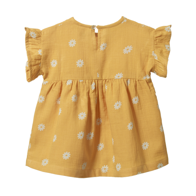 Nature Baby Clara Dress -Chamomile Sunshine Print Short Sleeve Dress Nature Baby 