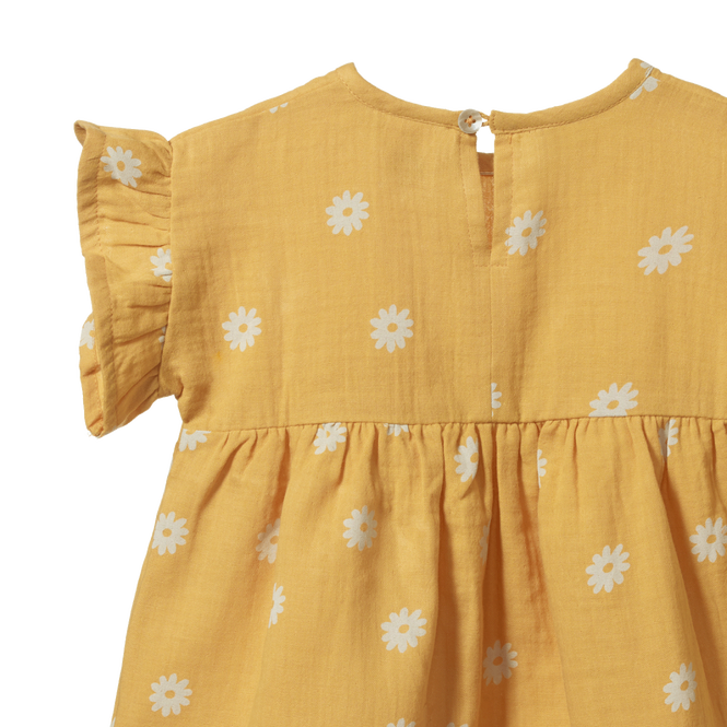 Nature Baby Clara Dress -Chamomile Sunshine Print Short Sleeve Dress Nature Baby 
