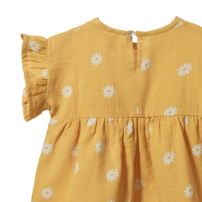 Nature Baby Clara Dress -Chamomile Sunshine Print Short Sleeve Dress Nature Baby 