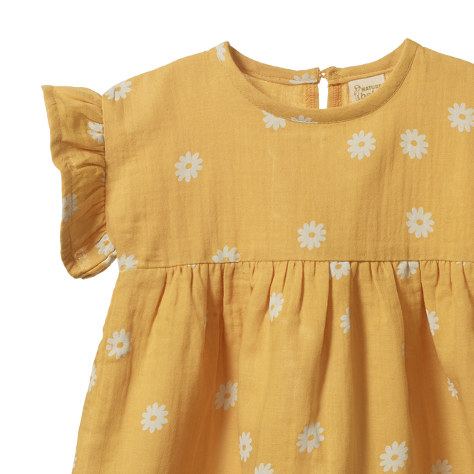 Nature Baby Clara Dress -Chamomile Sunshine Print Short Sleeve Dress Nature Baby 