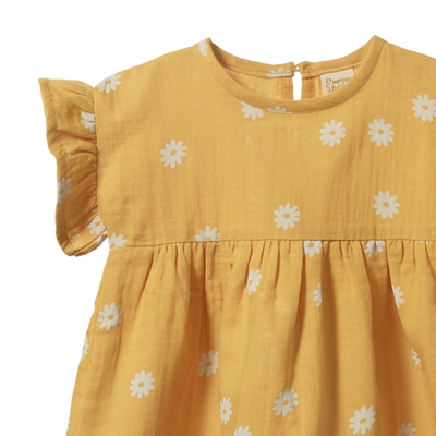 Nature Baby Clara Dress -Chamomile Sunshine Print Short Sleeve Dress Nature Baby 