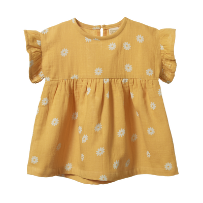 Nature Baby Clara Dress -Chamomile Sunshine Print Short Sleeve Dress Nature Baby 