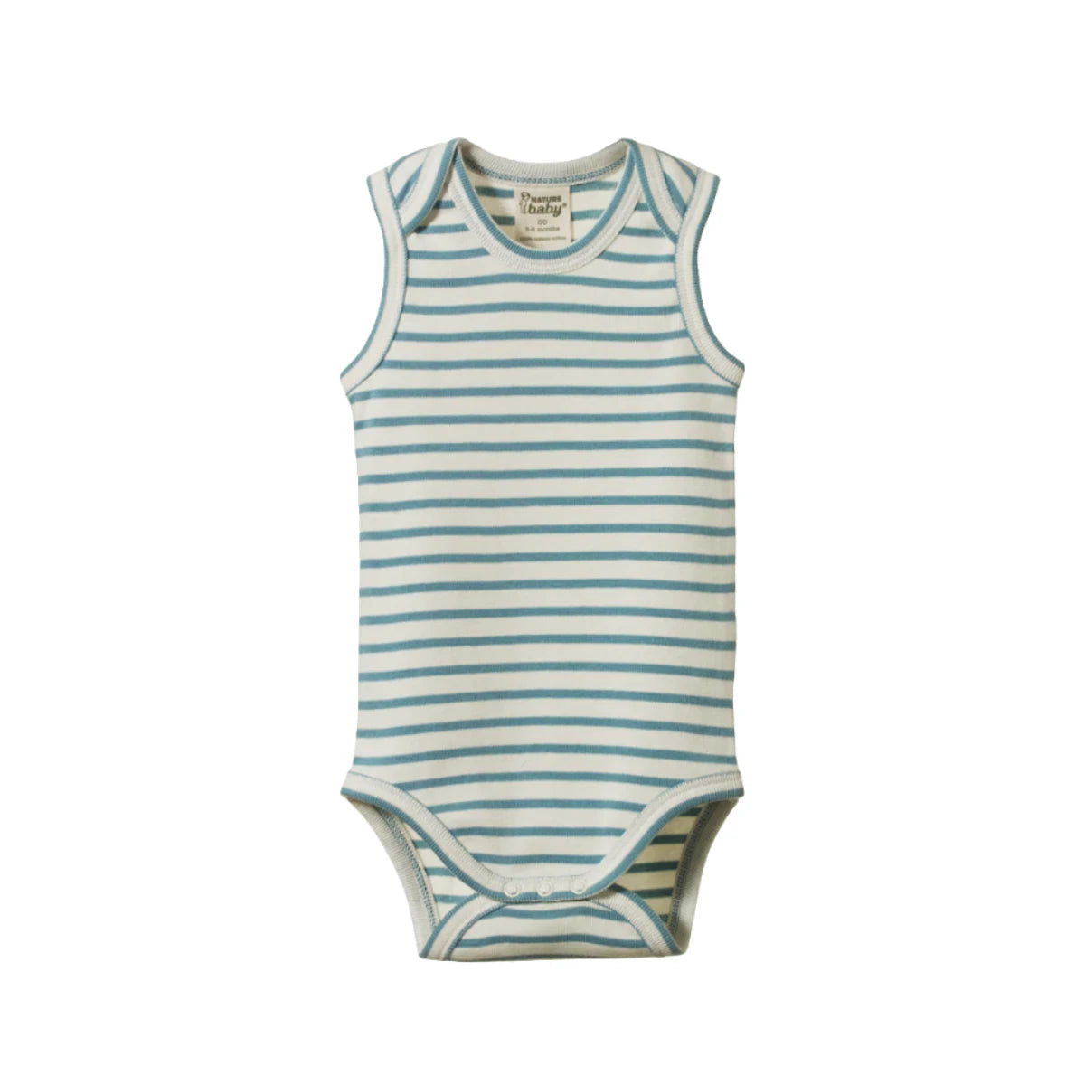 Nature Baby Cotton Singlet Bodysuit - Mineral Sailor Stripe Bodysuit Nature Baby 