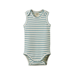 Nature Baby Cotton Singlet Bodysuit - Mineral Sailor Stripe