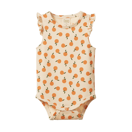 Nature Baby Fleur Bodysuit - Orange Blossom Print